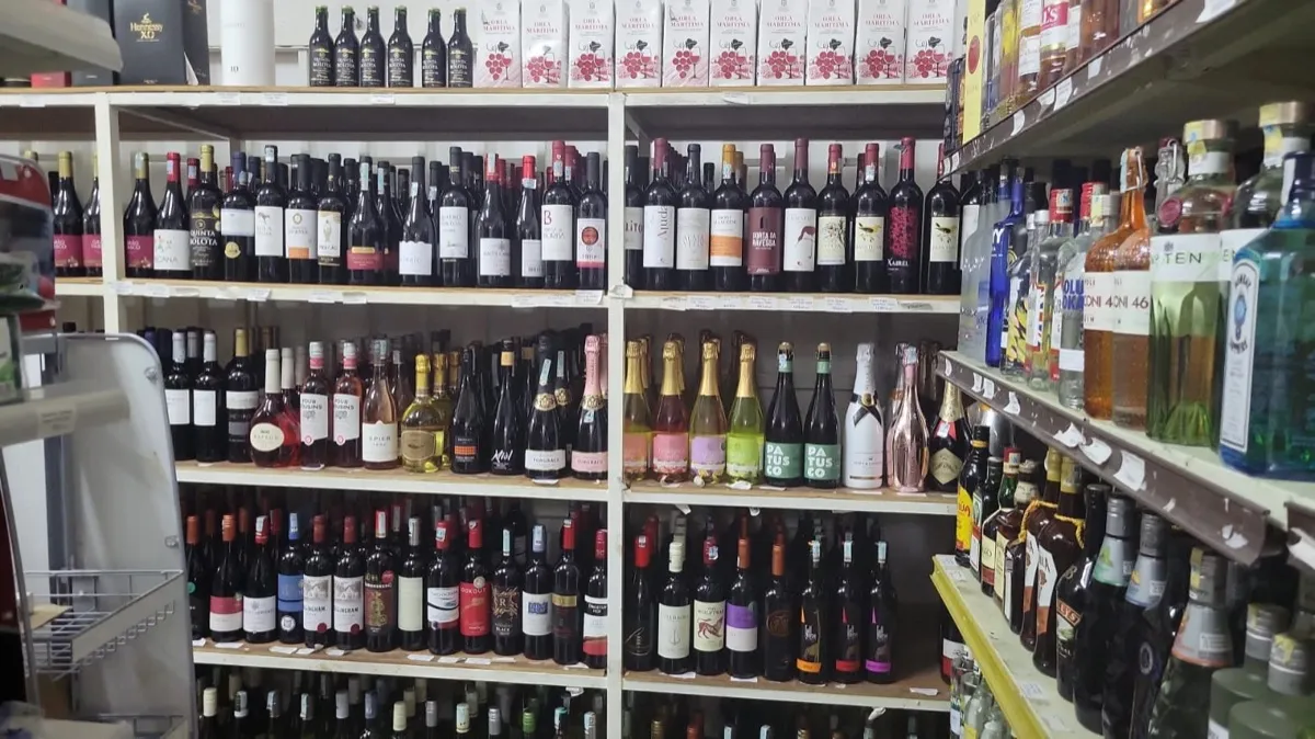 Shelves of wines and sparkling wines